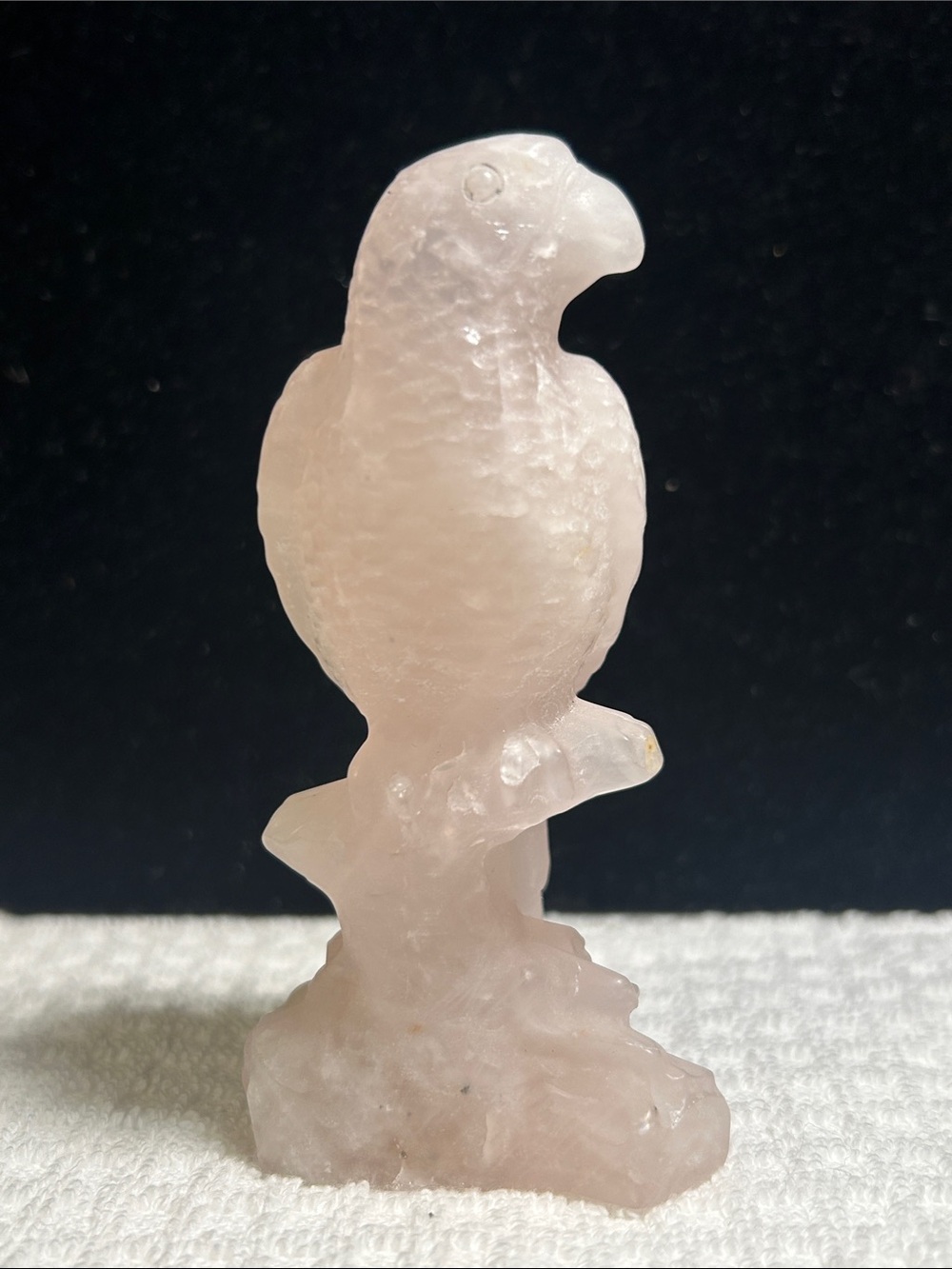 Rose Quartz Carved Raven (LC)